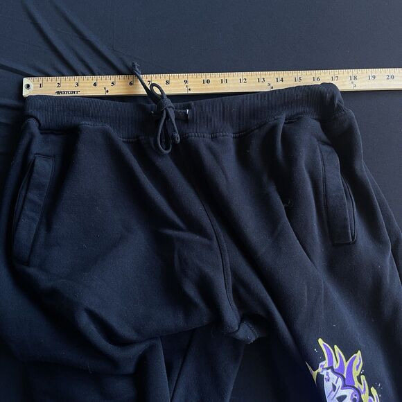 Grafitti Spellout Womens Sweatpants Large Black Jogger Pants Athleisure Hip Hop - Picture 5 of 9